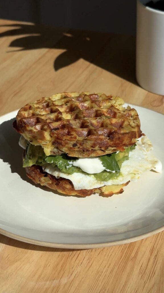 Loaded Potato Waffle Breakfast Sandwiches